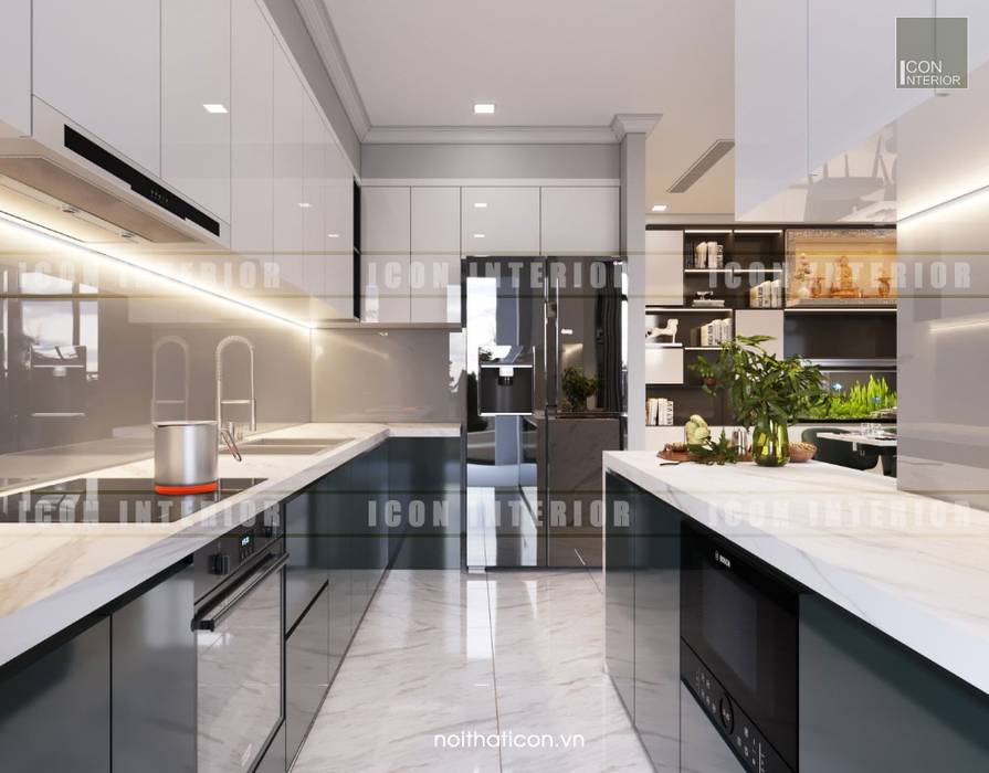 Thiết kế nội thất cao cấp dành cho căn hộ Vinhomes Central Park, ICON INTERIOR ICON INTERIOR Nhà bếp phong cách hiện đại