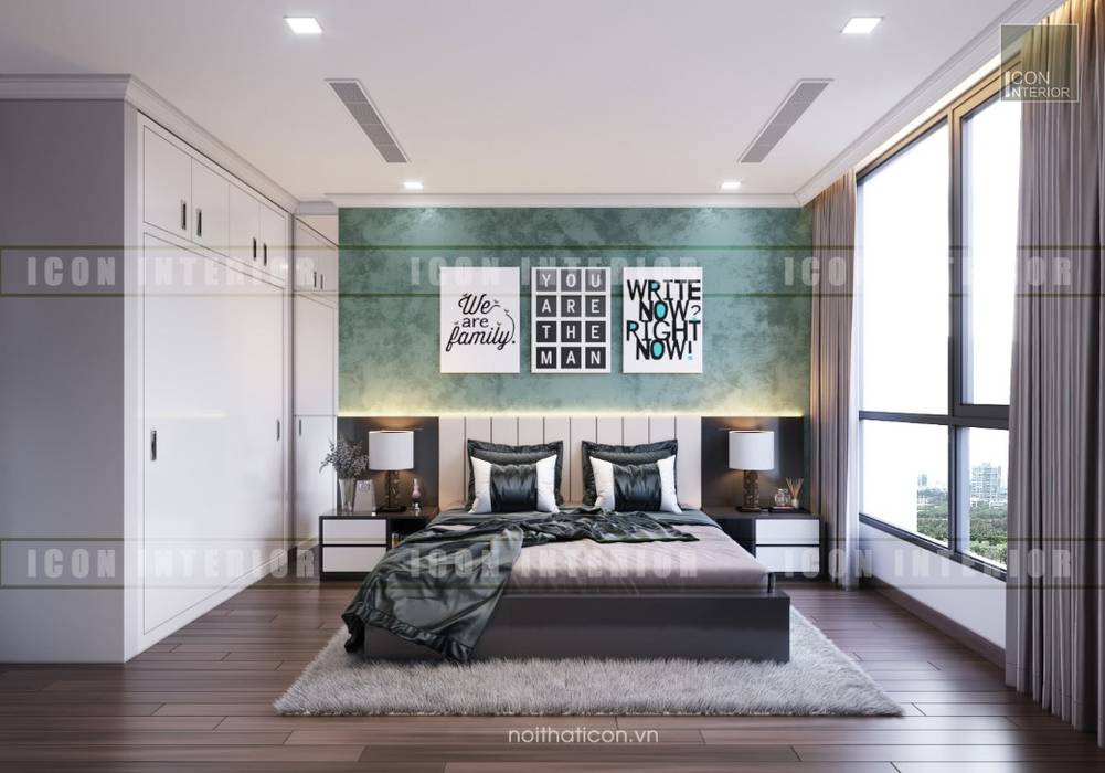 Thiết kế nội thất cao cấp dành cho căn hộ Vinhomes Central Park, ICON INTERIOR ICON INTERIOR Phòng ngủ phong cách hiện đại