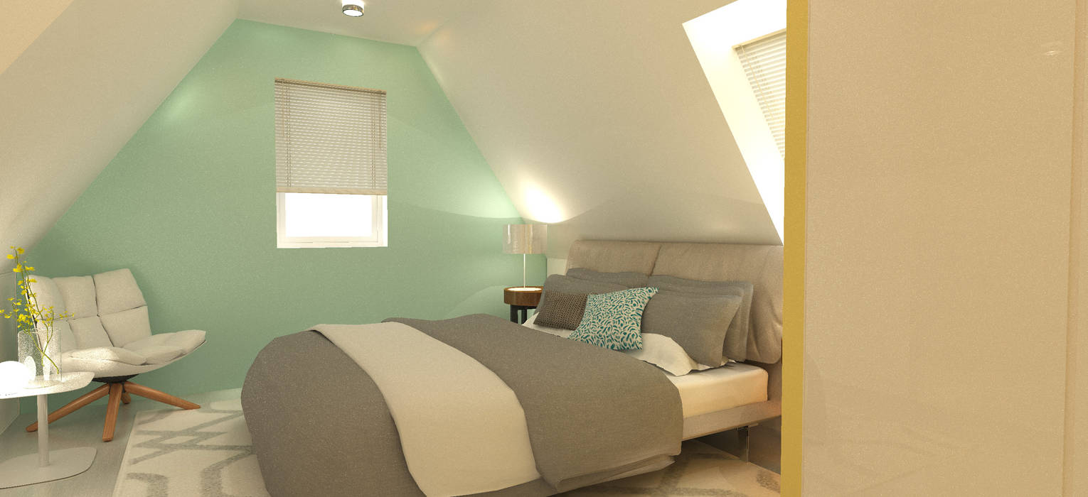 slaapkamer op zolder Stefania Rastellino interior design