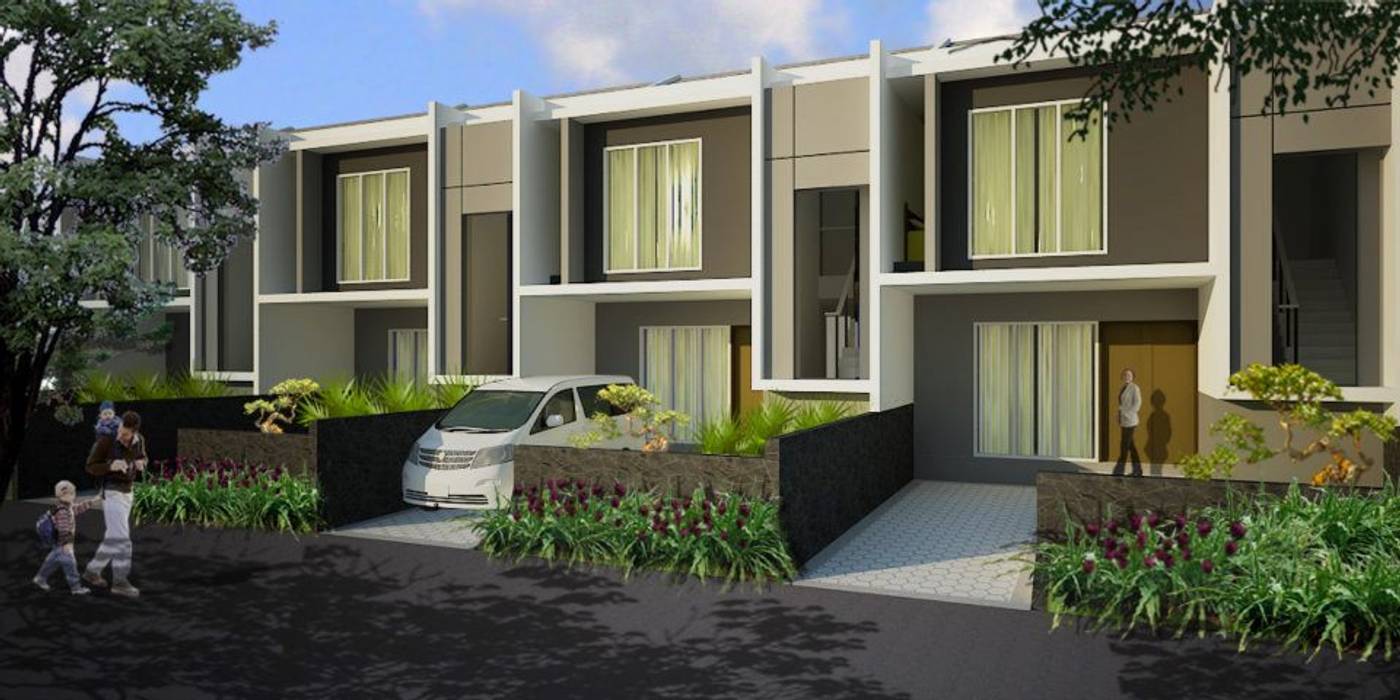 3D illustration Kahuripan Architect Dinding & Lantai Modern Batu Bata