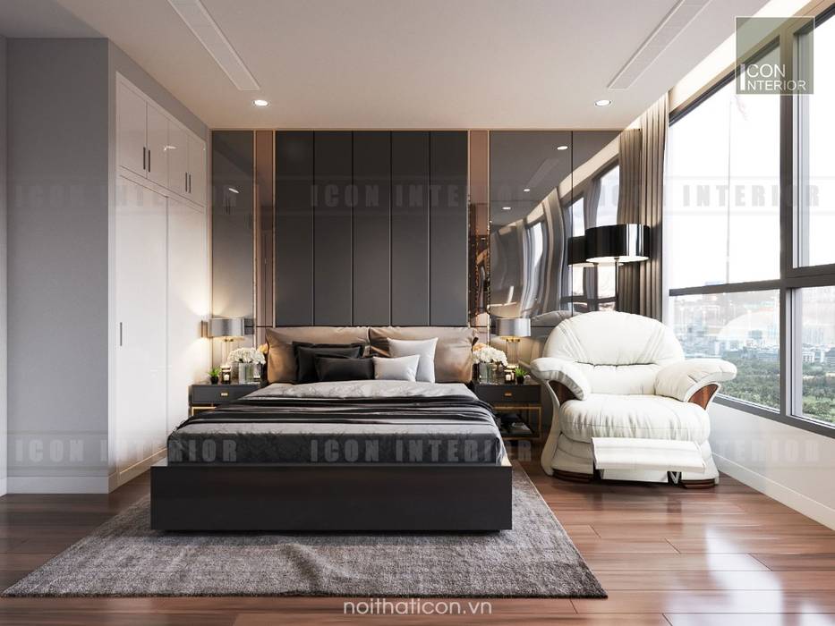 Nội thất chung cư cao cấp Vinhomes Central Park, ICON INTERIOR ICON INTERIOR Phòng ngủ phong cách hiện đại