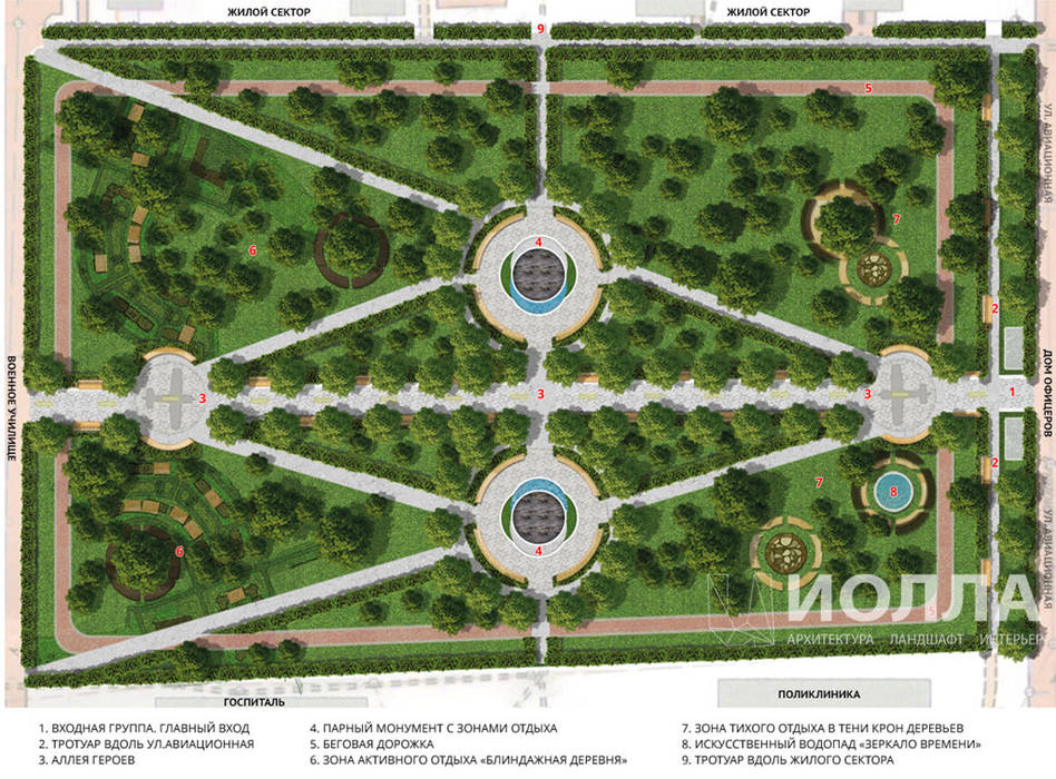 Аллея героев. Мастер план Архитектурно-производственная группа ИОЛЛА Передний двор Бетон благоустройство,ландшафтный проект,ландшафтный дизайн,аллея,аллея героев,скульптура,маф