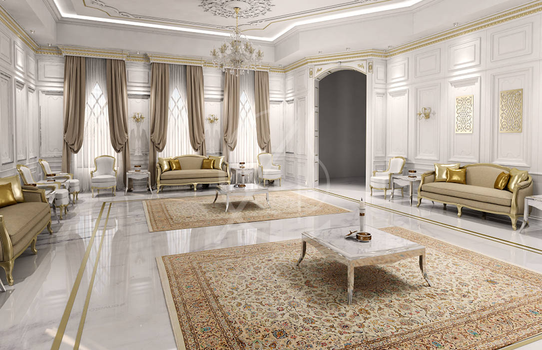 First Floor Majlis Classic Style Living Room By Comelite Architecture Structure And Interior Design Classic Marble Homify