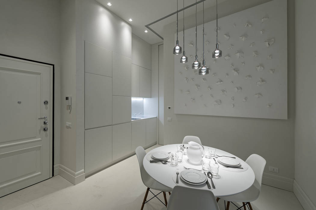 White apartment in Brera, Vemworks llc Vemworks llc Modern dining room