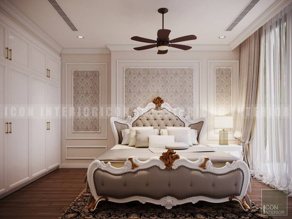 Phong cách Cổ điển trong thiết kế nội thất căn hộ Vinhomes Central Park, ICON INTERIOR ICON INTERIOR Phòng ngủ phong cách kinh điển