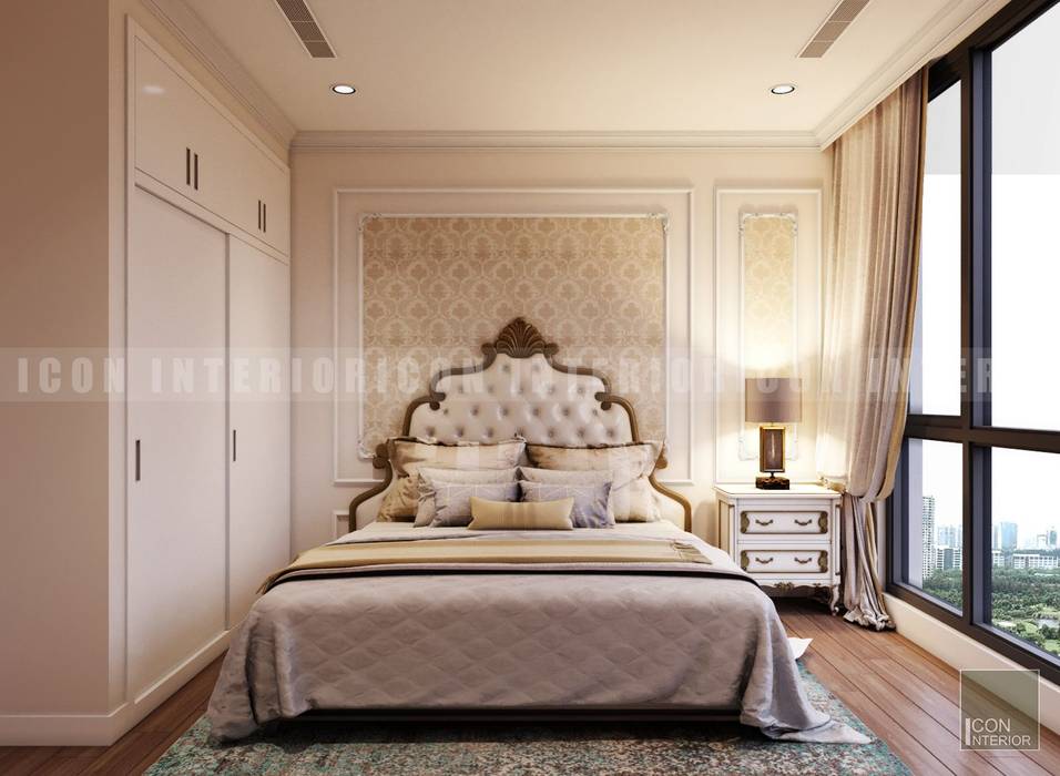 Phong cách Cổ điển trong thiết kế nội thất căn hộ Vinhomes Central Park, ICON INTERIOR ICON INTERIOR Phòng ngủ phong cách kinh điển