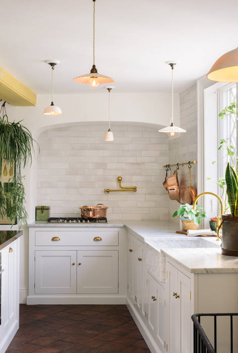 The Mill House Kitchen by deVOL deVOL Kitchens Kitchen Solid Wood Multicolored tiles,splashback,metro tiles,gas hob,smeg,perrin and rowe,devol,pot filler tap