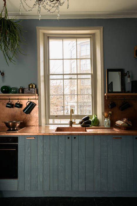 The Sebastian Cox Kitchen at St. John's Square by deVOL deVOL Kitchens Modern Kitchen Wood Wood effect sink,window,view,interior design