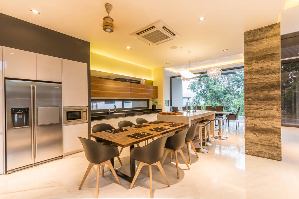 Casual Dining and sleek contemporary modern kitchen MJ Kanny Architect Modern style kitchen dining, kitchen