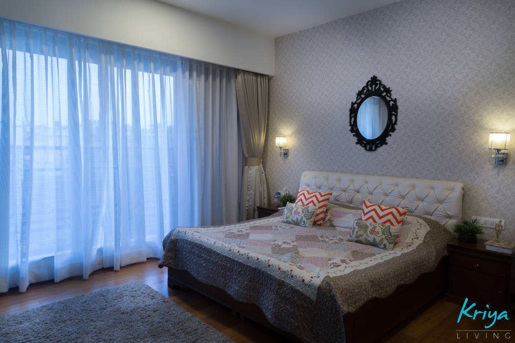 3 BHK Apartment - Raheja Pebble Bay, KRIYA LIVING KRIYA LIVING Nowoczesna sypialnia