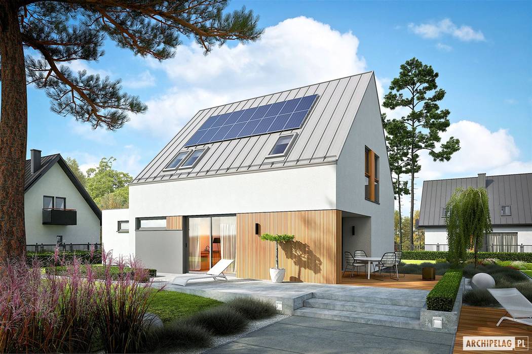 Mini 5 G1 PLUS - nowoczesny i oszczędny dom na duży PLUS Pracownia Projektowa ARCHIPELAG Dom jednorodzinny projekty domów,dom nowoczesny,dom energooszczędny