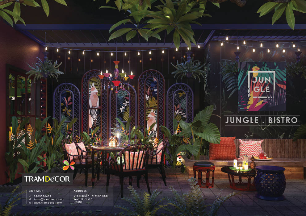 Jungle Bistro – Bộ Concept nhiệt đới mang hơi thở của thiên nhiên, Công ty Thiết kế Nội Thất Tramdecor Công ty Thiết kế Nội Thất Tramdecor Commercial spaces Gastronomy