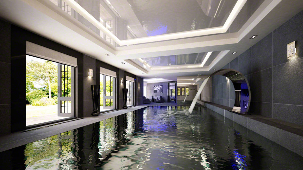 indoor dark pool Design by UBER Modern pool