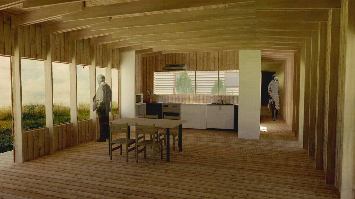 Casa de campo, Cumpeo., Viga Arqutiectos Viga Arqutiectos Country style dining room Wood Wood effect
