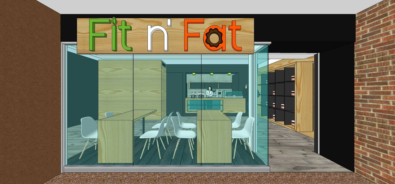 Fit n' Fat - Cafetería. C.C. Plaza las Américas, MARATEA estudio MARATEA estudio พื้นที่เชิงพาณิชย์ กระจกและแก้ว ร้านอาหาร