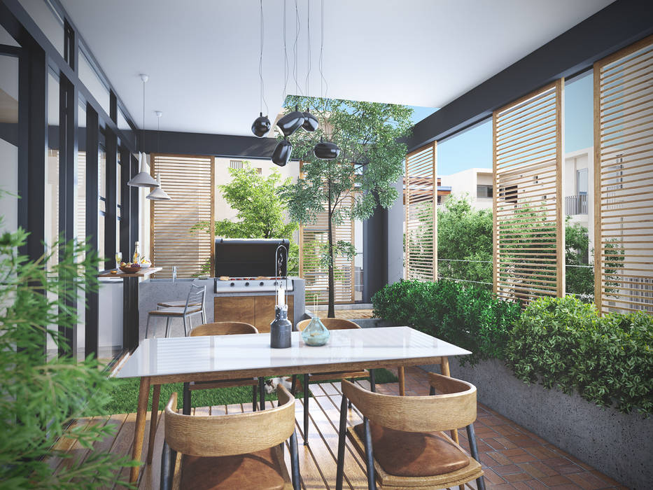 House 516, Studio Gritt Studio Gritt Scandinavian style balcony, veranda & terrace