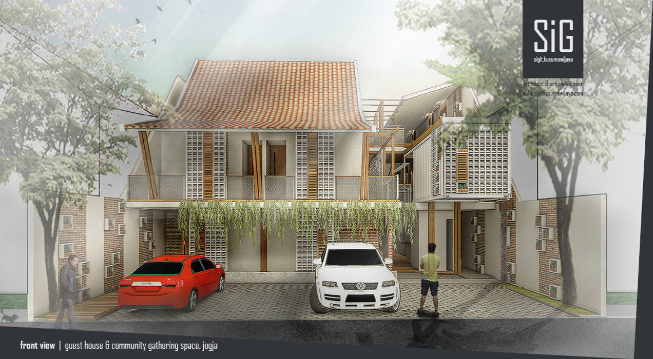 Jogja Guest House, sigit.kusumawijaya | architect & urbandesigner sigit.kusumawijaya | architect & urbandesigner Ruang Komersial Hotels