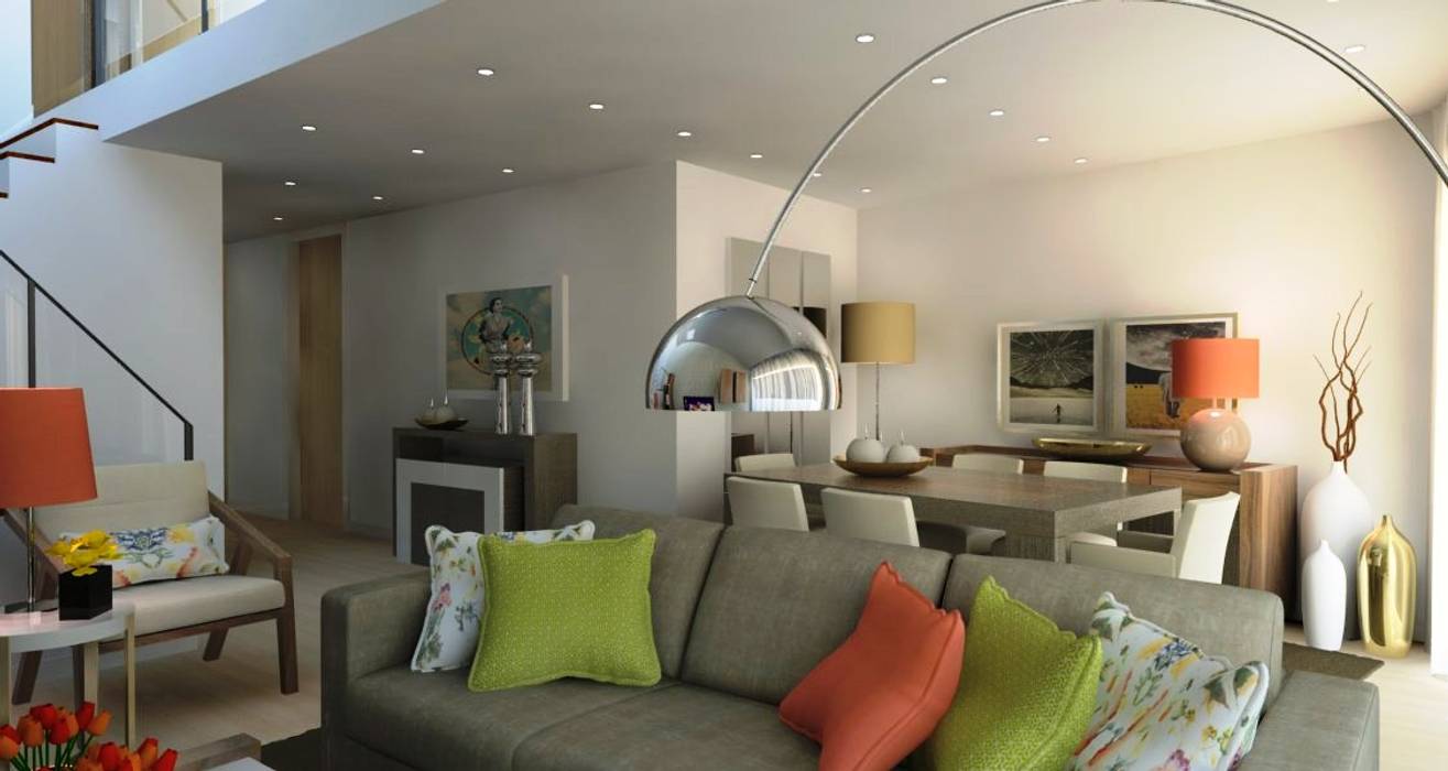 Remodelação de apartamento Vila Nova de Gaia, PROJETARQ PROJETARQ Modern living room