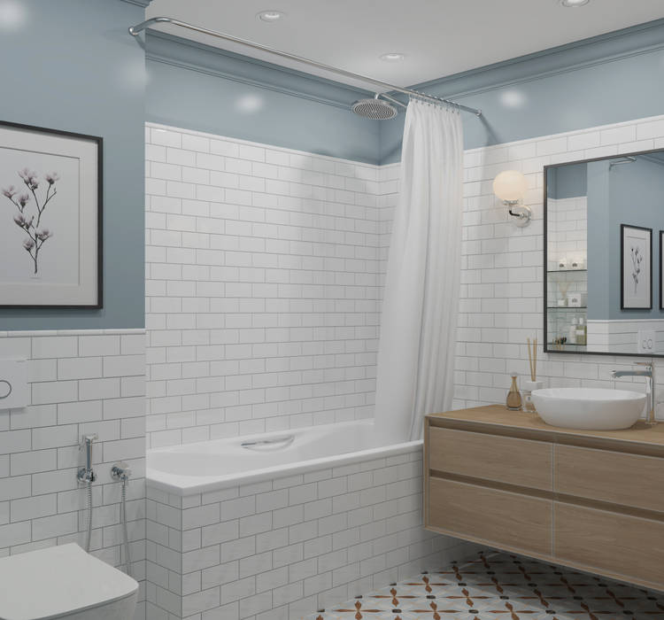 ЖК "Татьянин Парк", двухкомнатная квартира для молодой семьи, OM DESIGN OM DESIGN Ванная комната в скандинавском стиле