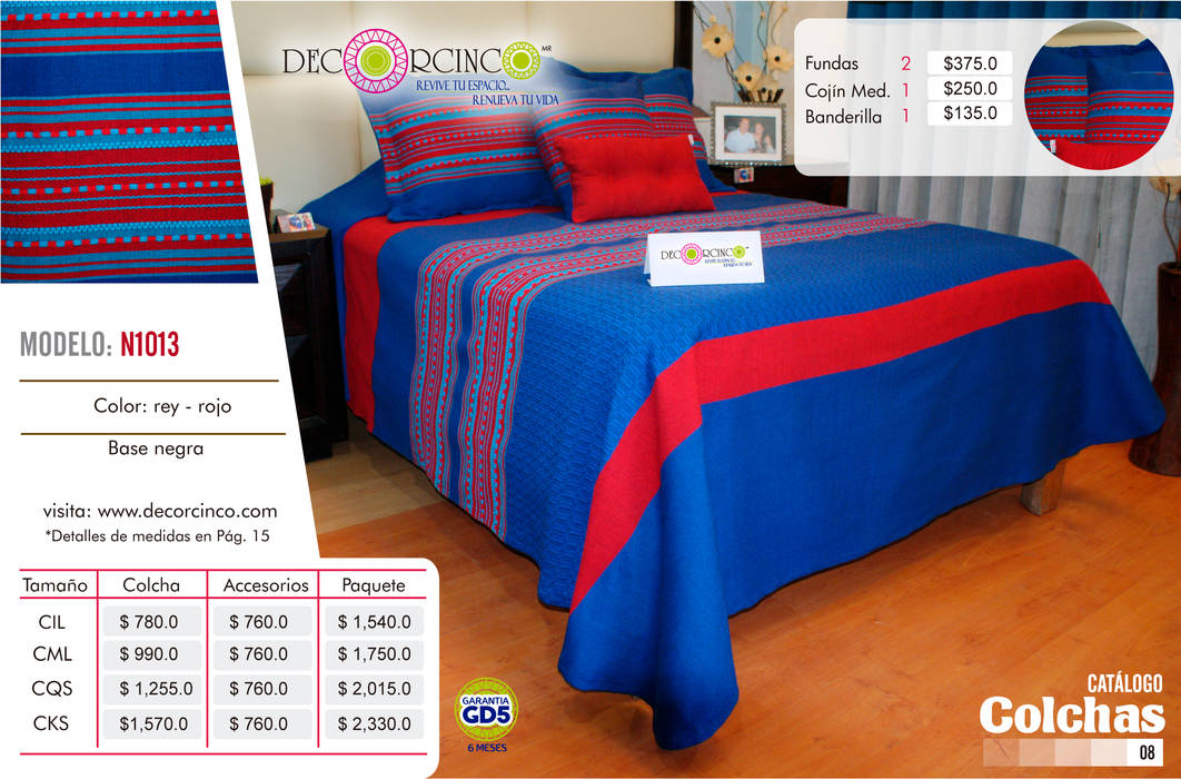 CONJUNTO DE COLCHA MAS COJINES (ARTESANÍA TEXTIL DE ALGODÓN) DECORCINCO DISEÑO ARTESANAL TEXTIL; CORTINAS, COLCHAS, COJINES, MANTELES Y COMPLEMENTOS Espacios comerciales Hoteles