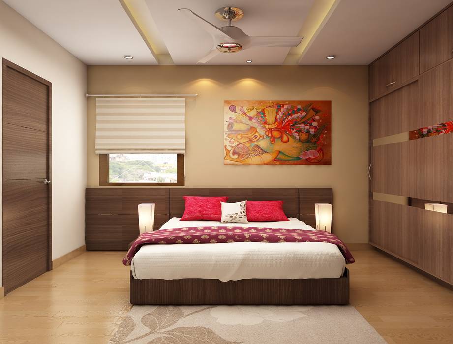 Shades Of Brown In The Bedroom With Vibrant Abstract