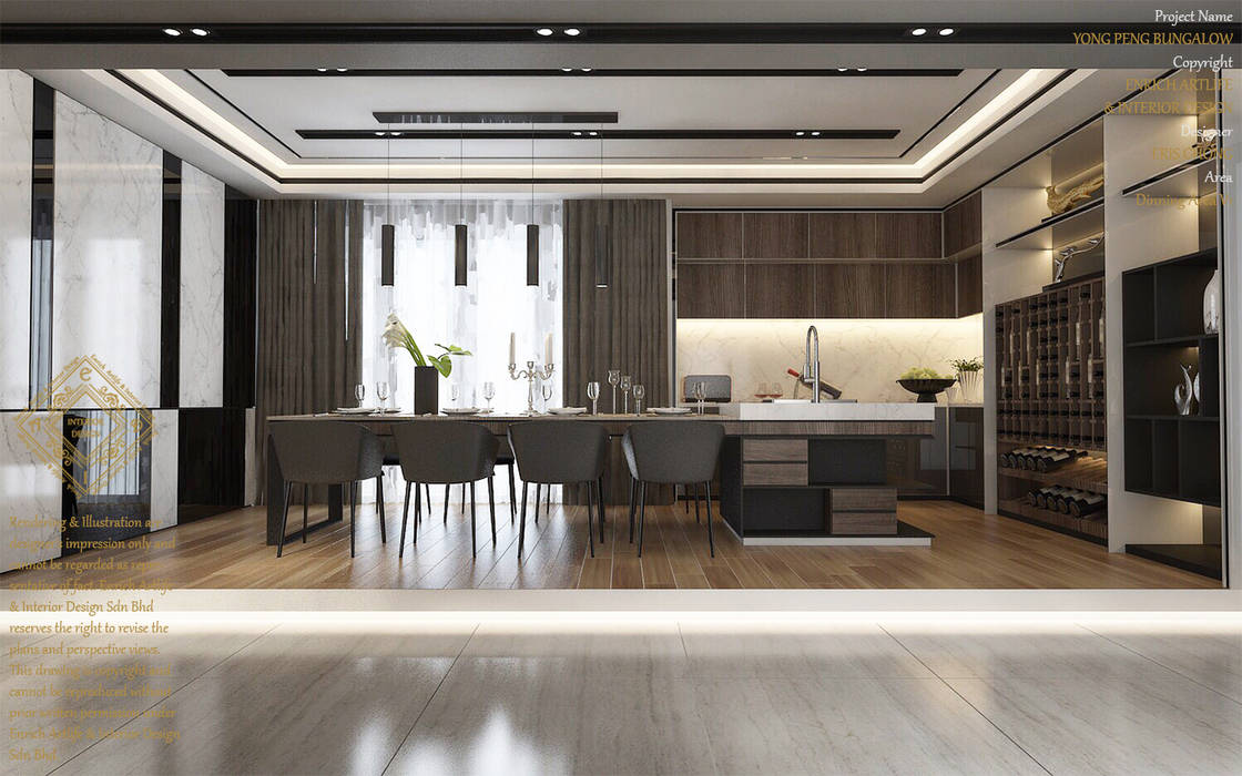 Sleek kitchen Enrich Artlife & Interior Design Sdn Bhd Modern dining room kitchen,sleek kitchen,malaysia