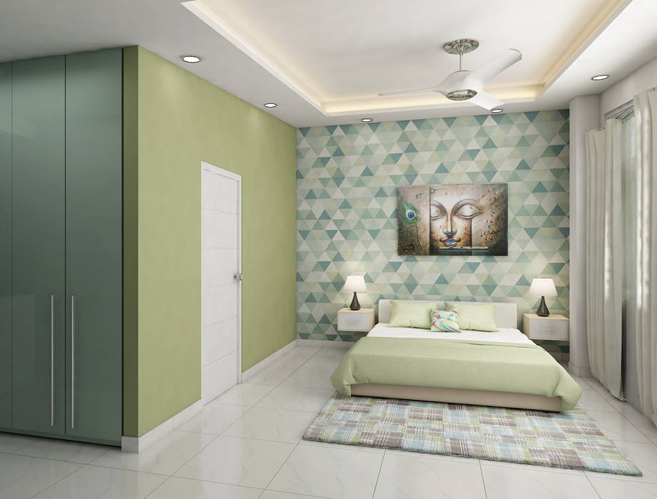 Bedroom Design With Minimal False Ceiling Design And Wall