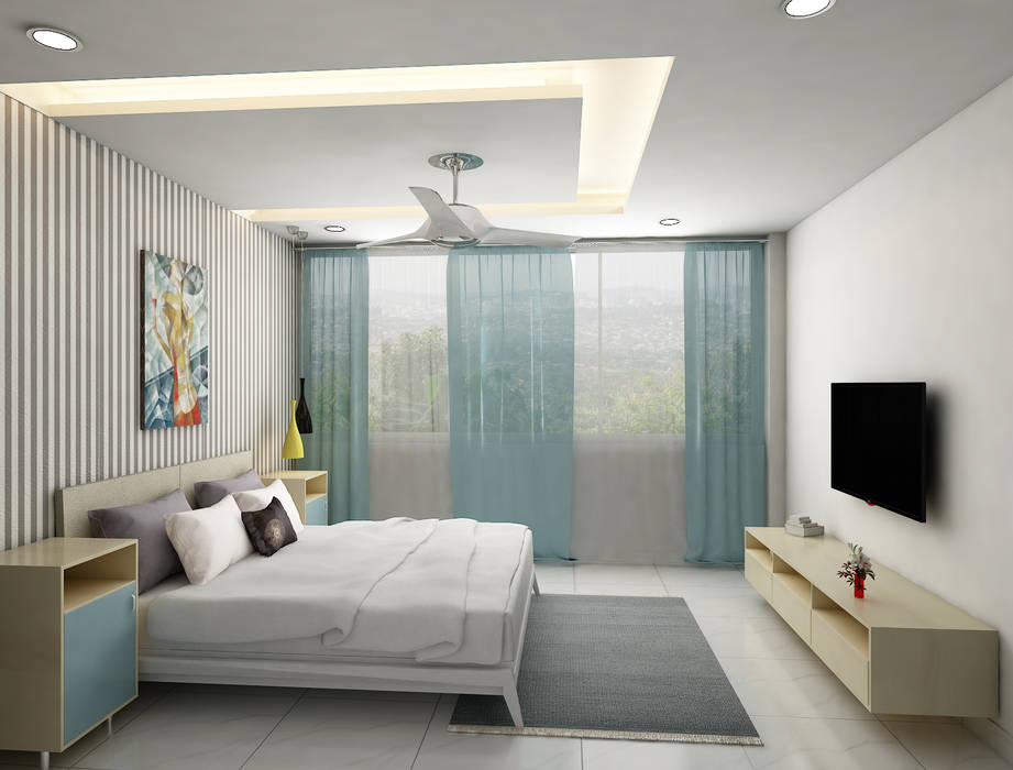 Bedroom With Tv Unit Design Modern Style Bedroom By Rhythm