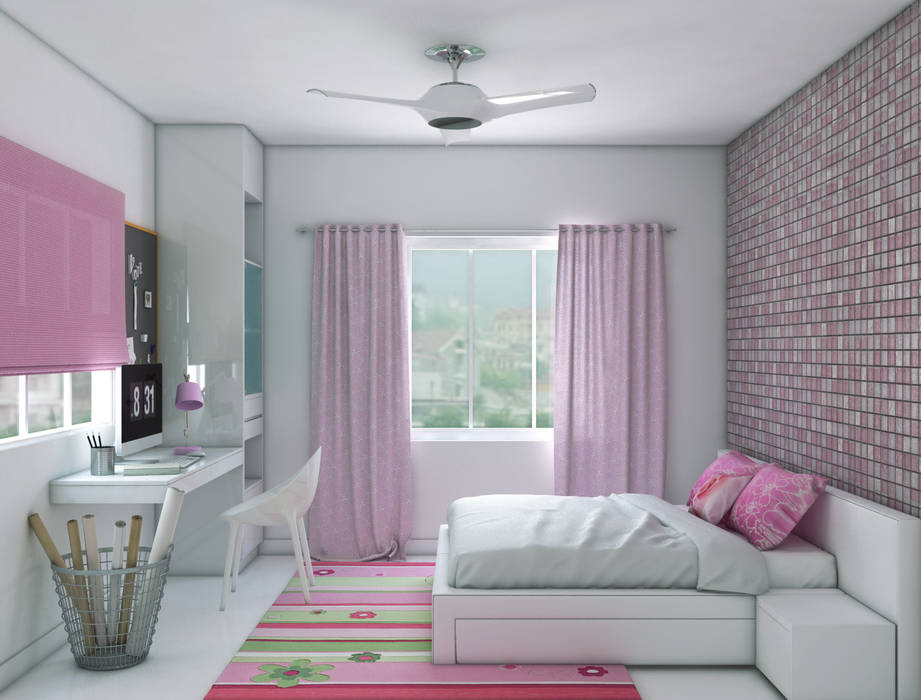 Girls Bedroom With Study Unit Design Modern Nursery Kids Room By Rhythm And Emphasis Design Studio Modern Homify