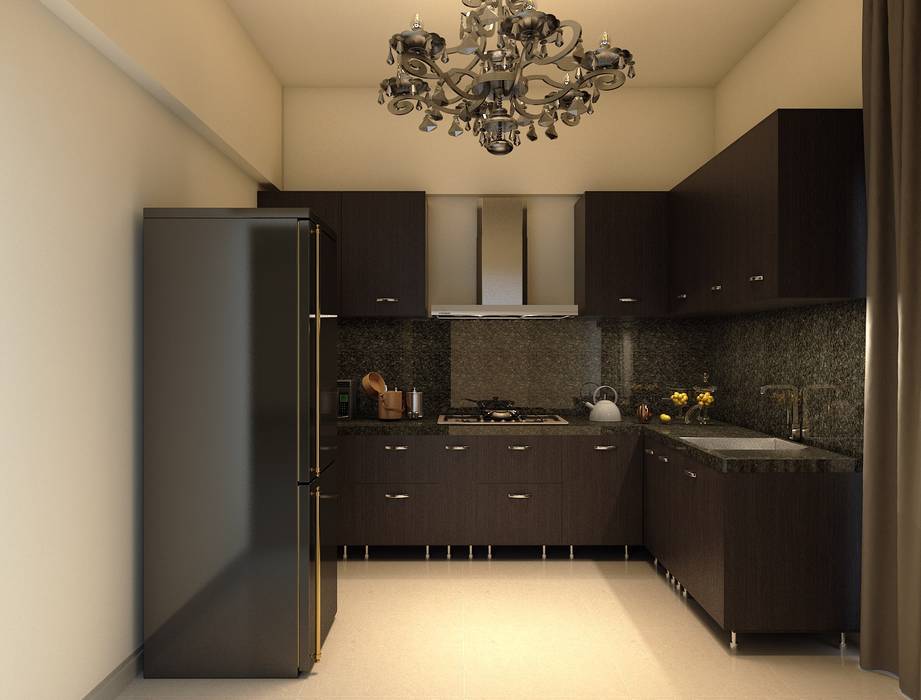 modern kitchen with dark shades of brown laminate Rhythm And Emphasis Design Studio Built-in kitchens