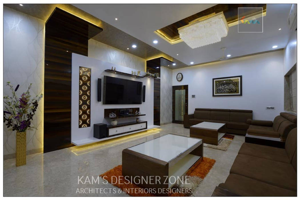 Living Room Interior Design of Mr. Zeeshan Sayyed, KAMS DESIGNER ZONE KAMS DESIGNER ZONE Modern living room Property,Building,Television,Interior design,Plant,Comfort,Living room,Floor,Couch,Wall