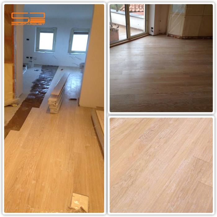 Parquet prefinito in rovere piallato e anticato, Soloparquet Srl Soloparquet Srl Floors لکڑی Wood effect