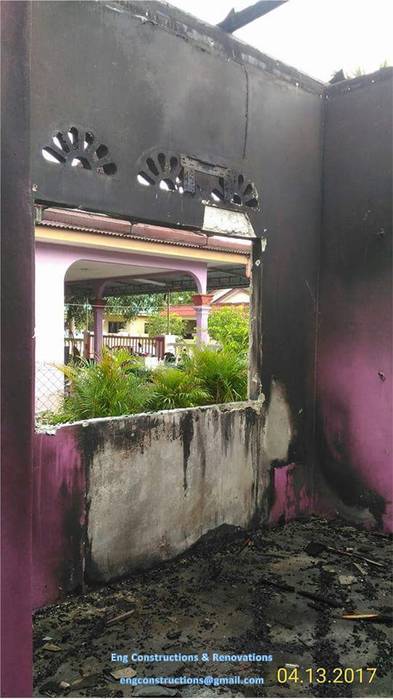 Fire Insurance Claim, Sam Contractors Ipoh Sam Contractors Ipoh Balkon, Beranda & Teras Gaya Asia