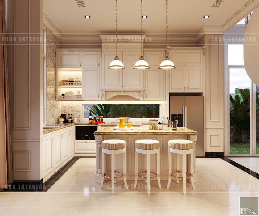 Thiết kế nội thất biệt thự phong cách tân cổ điển sang trọng, ICON INTERIOR ICON INTERIOR Nhà bếp phong cách kinh điển