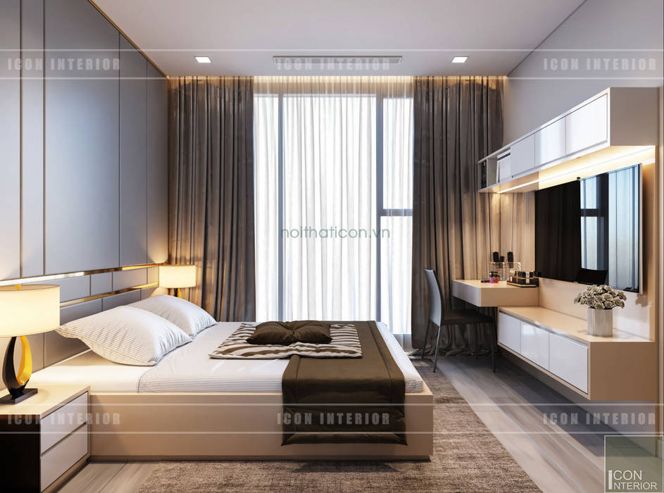 Thiết kế nội thất phong cách hiện đại thanh lịch và thân thiện, ICON INTERIOR ICON INTERIOR Phòng ngủ phong cách hiện đại