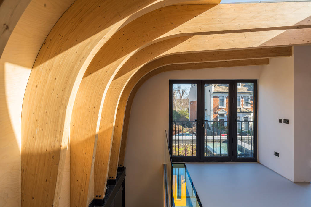 Cross Laminated Timber beams The Crawford Partnership Çatı CLT,timber,beams