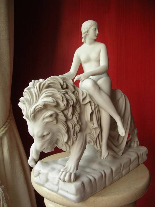 Lady and the Lion - Marble Sculpture The Ancient Home Other spaces Marble lady,lion,statue,sculpture,marble,Sculptures