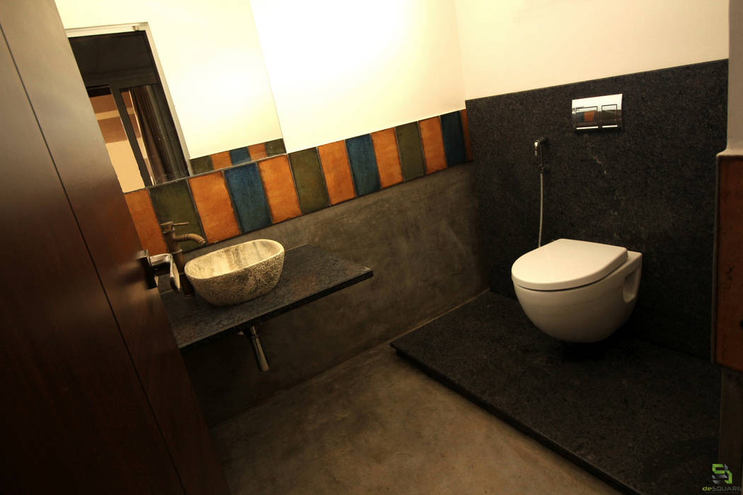 POWDER ROOM de square Rustic style bathroom RUSTIC,POWDER ROOM,CEMENT FINISH WALL