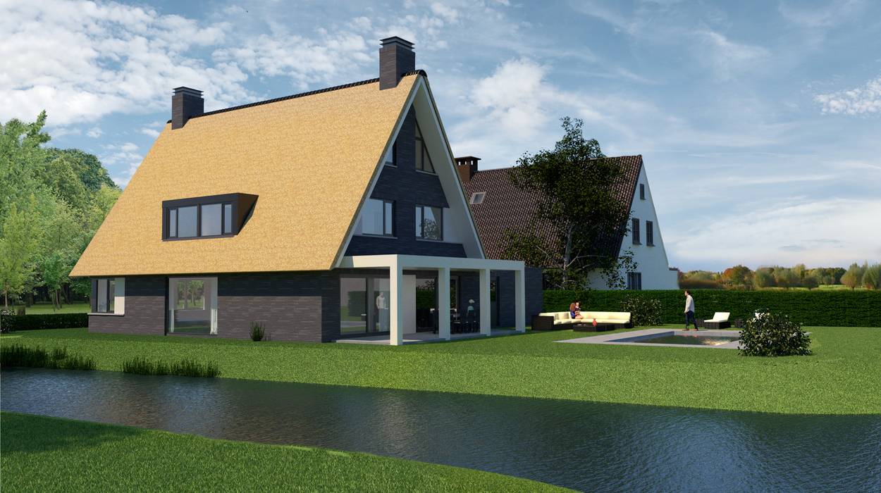 ​Landelijk moderne woning Rotterdam Hillegersberg, Brand I BBA Architecten Brand I BBA Architecten Villas