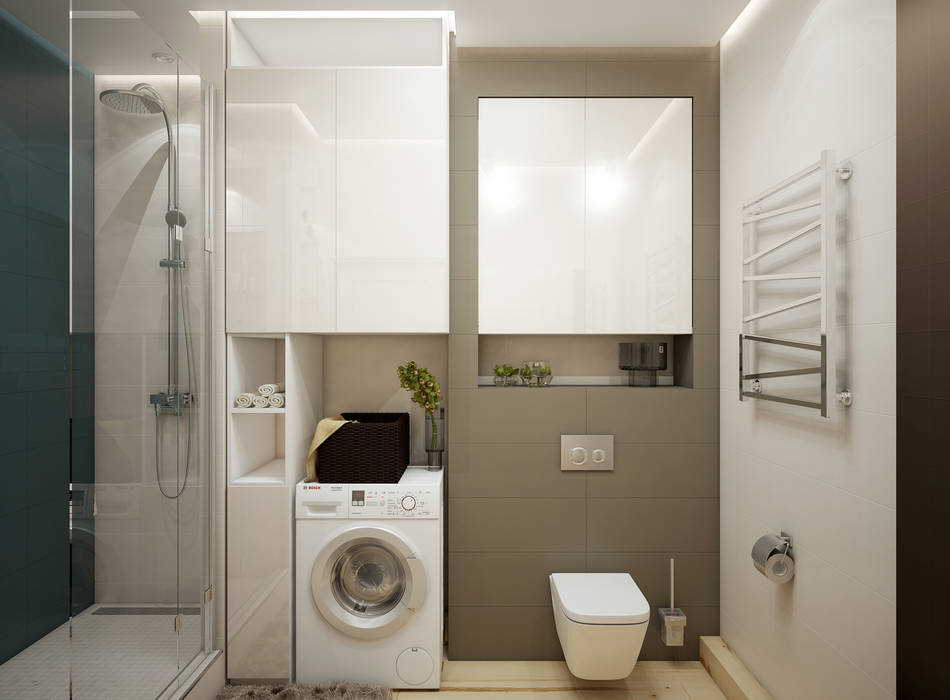 Дизайн проект двухкомнатной квартиры в скандинавском стиле, Искусство Интерьера Искусство Интерьера 浴室 磁磚