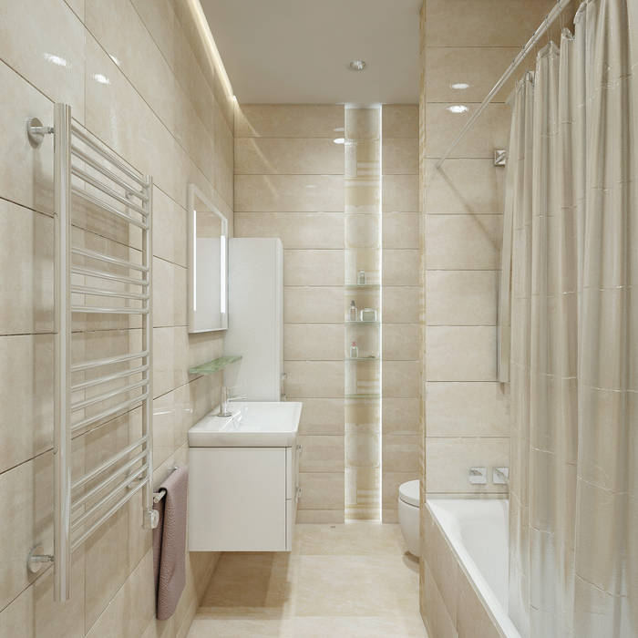 Ванные, enki design enki design Minimalist style bathroom Tiles Beige