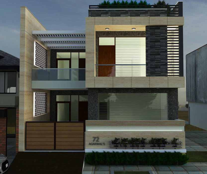 Mr. Agarwal's Residence S A Designs Modern houses پتھر