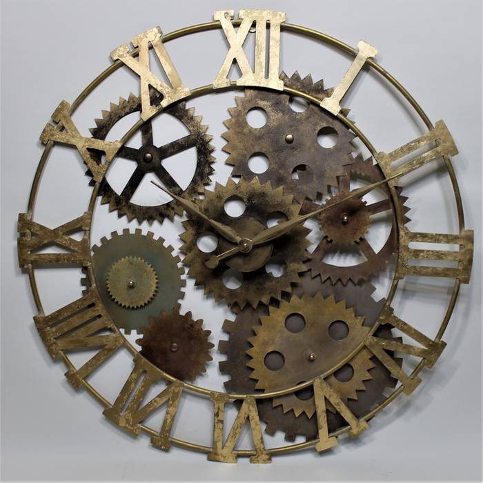 Ferforje dişli duvar saati 85 cm otantik çarşı kırsal/country metal