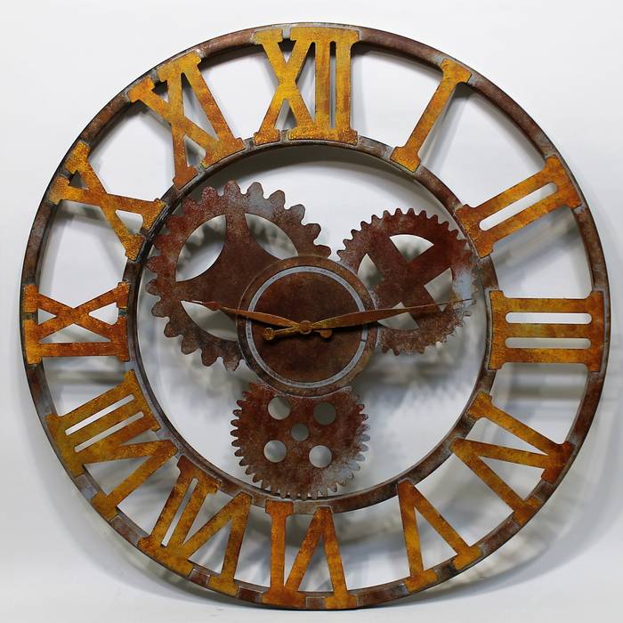 Ferforje duvar saati 90 cm. otantik çarşı kırsal/country metal homify