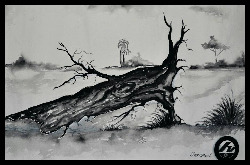 Tagore in Tree Indian Art Ideas Other spaces Charcoal Painting,Pictures & paintings