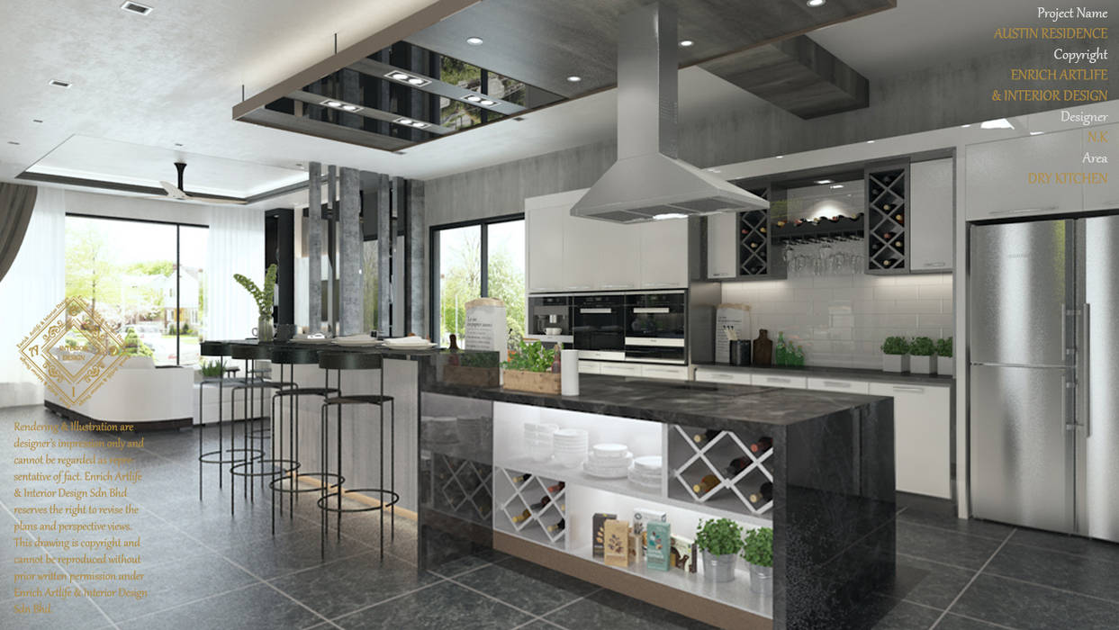 DINING WITH THE DRY KITCHEN Enrich Artlife & Interior Design Sdn Bhd Modern style kitchen