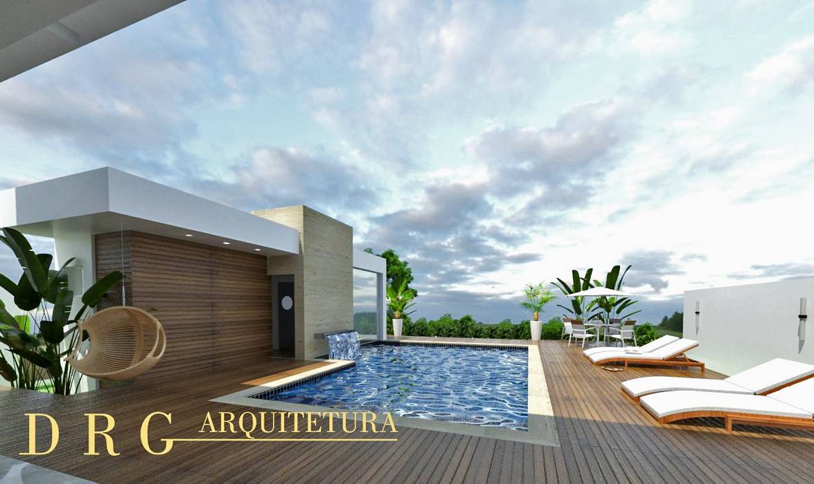 Casa Reserva, DRG ARQUITETURA DRG ARQUITETURA Hồ bơi trong vườn Đá vôi