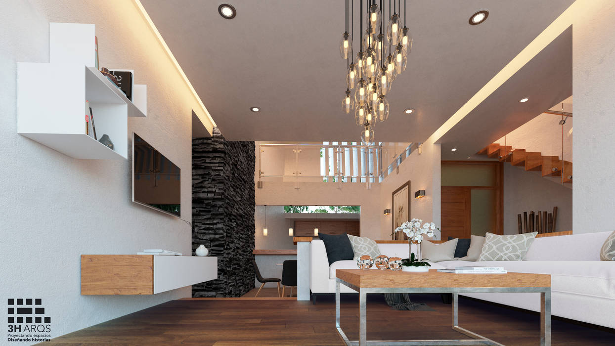 Interiores Doble Altura Salones Modernos De 3h Arquitectos Moderno Homify