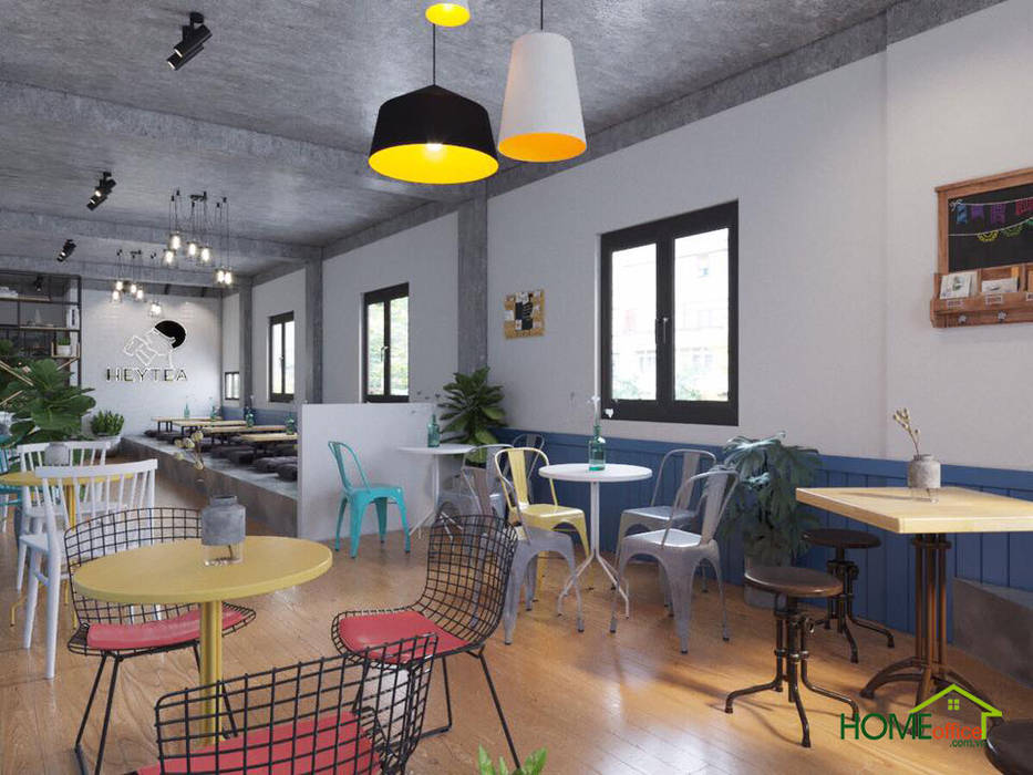 Mẫu thiết kế quán trà sữa HeyTea trên file 3D, Home Office Home Office Floors