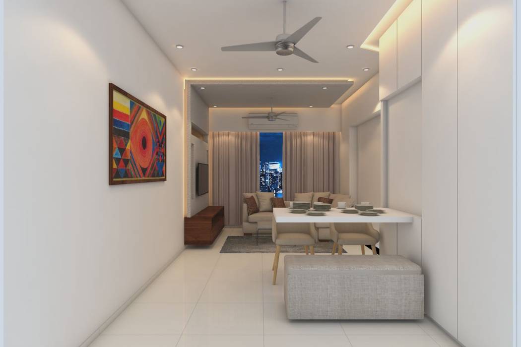 SANJAY DICHOLKAR FLAT , Interioarch Design Lab Interioarch Design Lab Modern living room Wood Wood effect